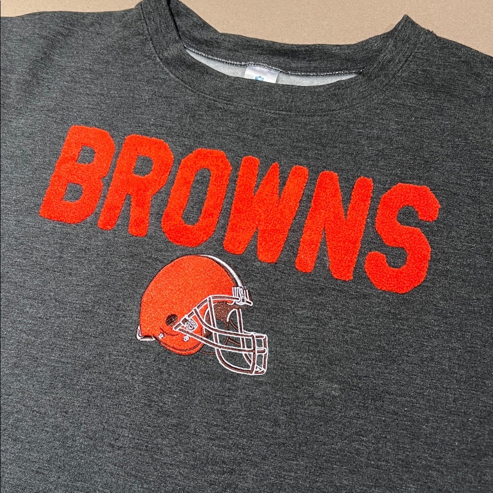 NFL Team Apparel Sleepwear Cleveland Browns Gray Pullover Sweatshirt Crew Neck M - Picture 3 of 9
